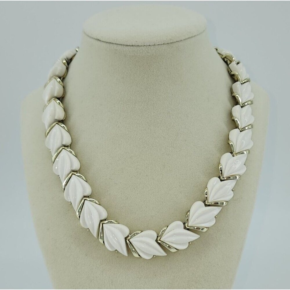 Vtg 50s 60s STAR Signed Choker Collar Necklace White Resin Stones Silver Tone